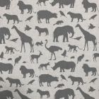 Discover Direct - Cotton Rich Linen Look Fabric, Jungle Animals