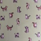 Discover Direct - Cotton Rich Linen Look Fabric Shabby Cats Green