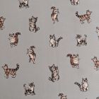 Discover Direct - Cotton Rich Linen Look Fabric Shabby Cats Grey