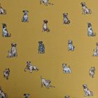 Discover Direct - Cotton Rich Linen Look Fabric Shabby Dogs Mustard