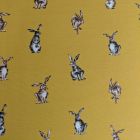 Discover Direct - Cotton Rich Linen Look Fabric Shabby Hares Mustard