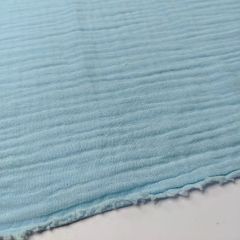 Discover Direct - Double Gauze 100% Cotton Fabric Plain, Sky Blue