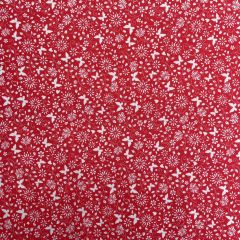 100% Quilting Cotton Floral Butterfly, Red/White