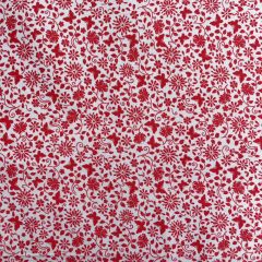 100% Quilting Cotton Floral Butterfly, White/Red