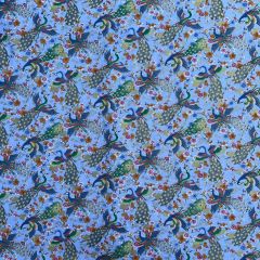 Isumi Japanese Foil Cotton Print Peacock Blossom, Baby Blue