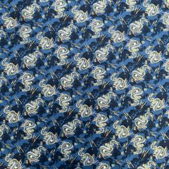 Isumi Japanese Foil Cotton Print Lightening Dragon, Royal Blue