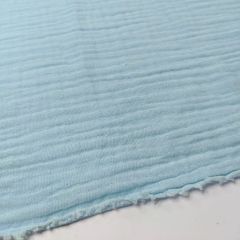 Double Gauze 100% Cotton Fabric Plain, Pale Blue