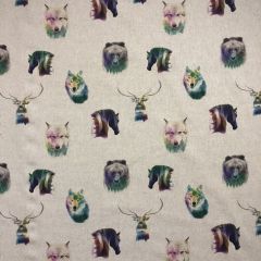 Discover Direct - Cotton Rich Linen Look Digital Pop Art Print Fabric,Nordic Animals