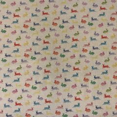 Discover Direct - Cotton Rich Linen Look Fabric digital Pop Art Print, Rainbow Rabbits