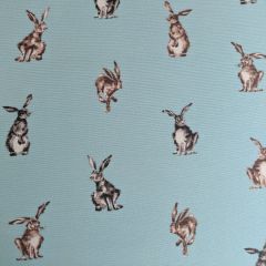 Discover Direct - Cotton Rich Linen Look Fabric Shabby Hares Duck Egg