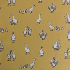 Discover Direct - Cotton Rich Linen Look Fabric Shabby Ducks Mustard