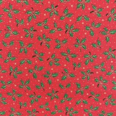 Printed Lifestyle Cotton Fabric Mini Holly, Red