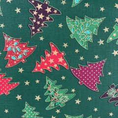 Printed Lifestyle Cotton Fabric Christmas Tree, Green