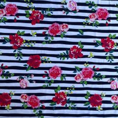 Printed Jersey Fabric Stripes, Rose