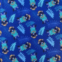 Printed Jersey Fabric Skunk Tropical, Royal