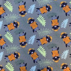 Printed Jersey Fabric Skunk Tropical, Grey