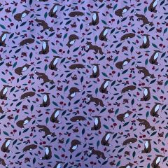 Printed Jersey Fabric Foxes, Pink