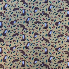 Printed Jersey Fabric Foxes, Mustard