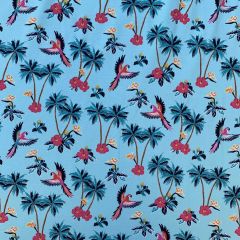 Printed Jersey Fabric Parrots, Turquoise