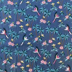 Printed Jersey Fabric Parrots, Denim