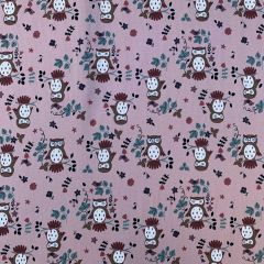 Printed Jersey Fabric Owls, Dusky