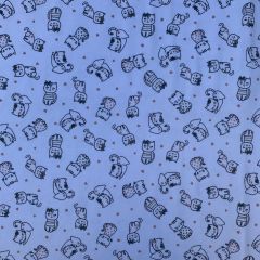 Printed Jersey Fabric Kitty Hearts, White