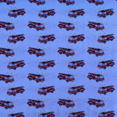 Printed Jersey Fabric Firetruck, White